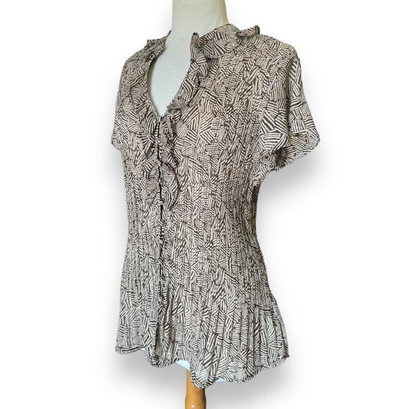 East 5th Brown And Beige Button Up Blouse - Picture 2 of 5